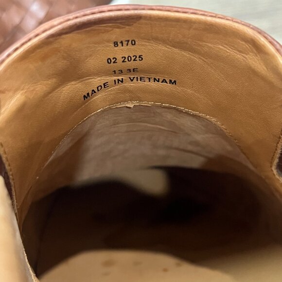 Current ALLEN EDMONDS Brown Leather Weave Loafer Shoes sz 13 EEE - Picture 4 of 7